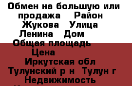 Обмен на большую или продажа! › Район ­ Жукова › Улица ­ Ленина › Дом ­ 18 › Общая площадь ­ 31 › Цена ­ 850 000 - Иркутская обл., Тулунский р-н, Тулун г. Недвижимость » Квартиры продажа   